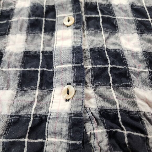 California Tailor Shirt No 2 Womens‎ XS Navy Plaid Long Sleeve Shirt Cotton $198 - Picture 9 of 12